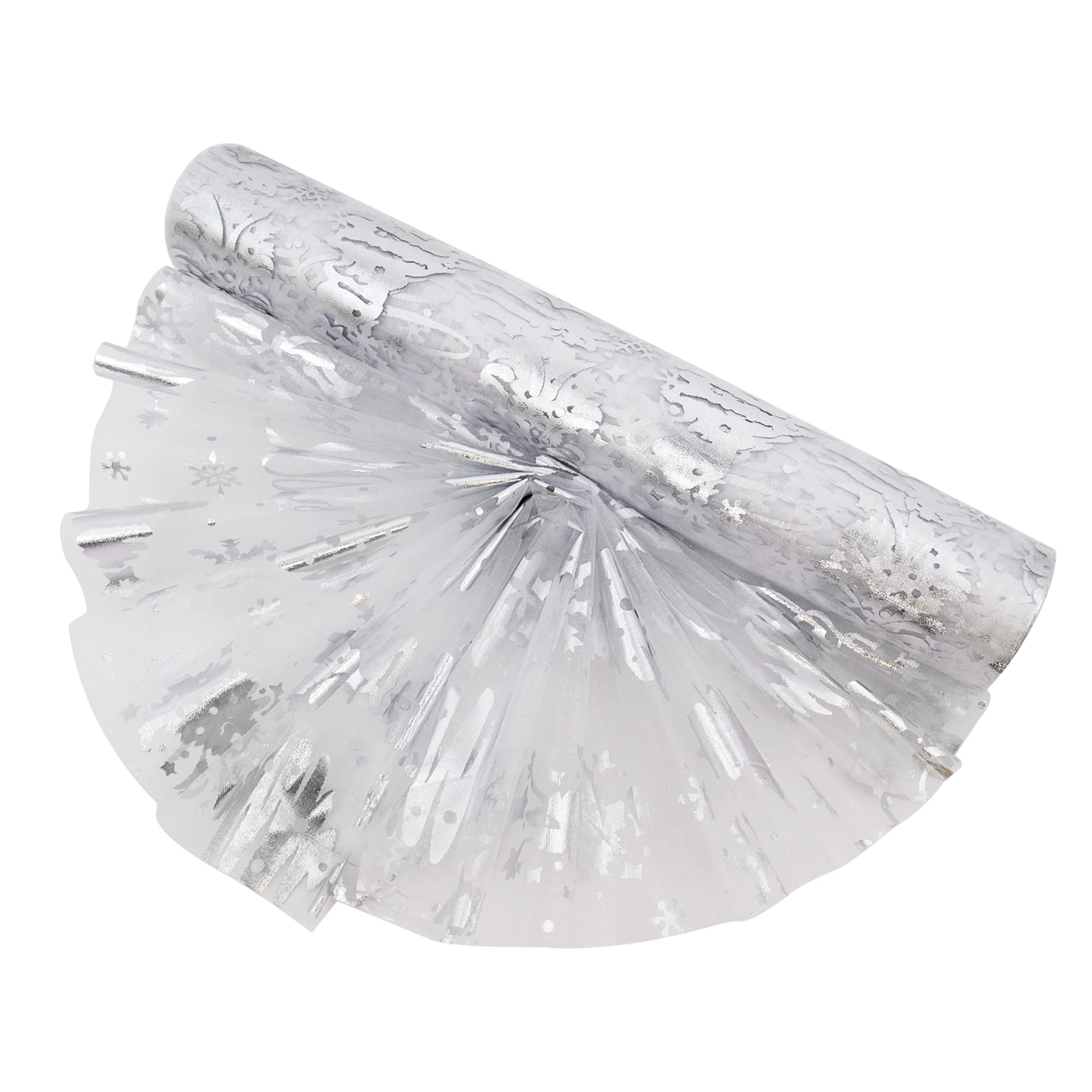 Time to Sparkle 29cm*5.5m Sheer Organza Roll Sash Fabric Table Runner Sashes Chair Cover Bows Swags Wedding Party - Silver Xmas Tree