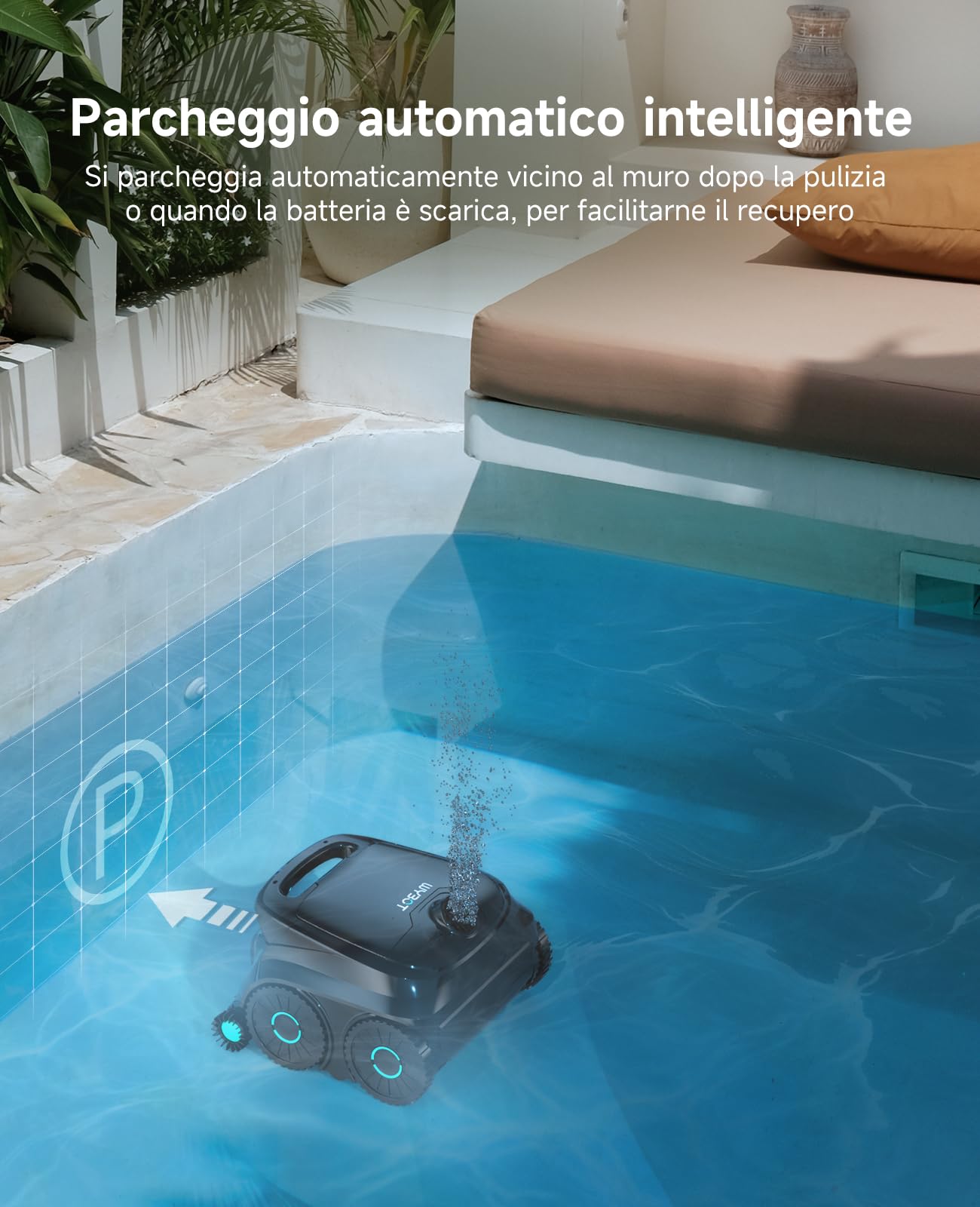 WYBOT OS600 Robot Piscina Limpiafondos, Inalámbrico, 120 Min Autonomía, Limpia Fondo Y Paredes, Navegación Inteligente, para Piscinas Enterradas Y sobre Suelo,Negro Verdoso