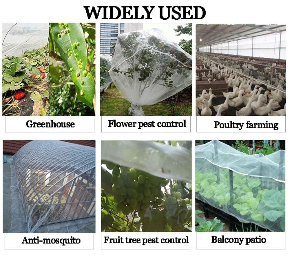 Feines Gartennetz für Hochbeete, 100 Maschen (0,5 mm), weiß, Pflanzenschutz, schützt Obst, Blumen und Gemüse vor Vögeln und Eichhörnchen, langlebig und leicht
