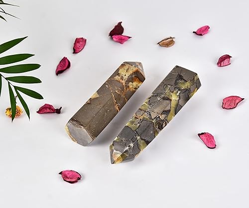 Miniatura 3 de AMOYSTONE Varita de obelisco hexagonal septario natural, torre de cristal curativo, 6 caras, pulida de 1.7 a 2 libras para reiki, chakra, regalos