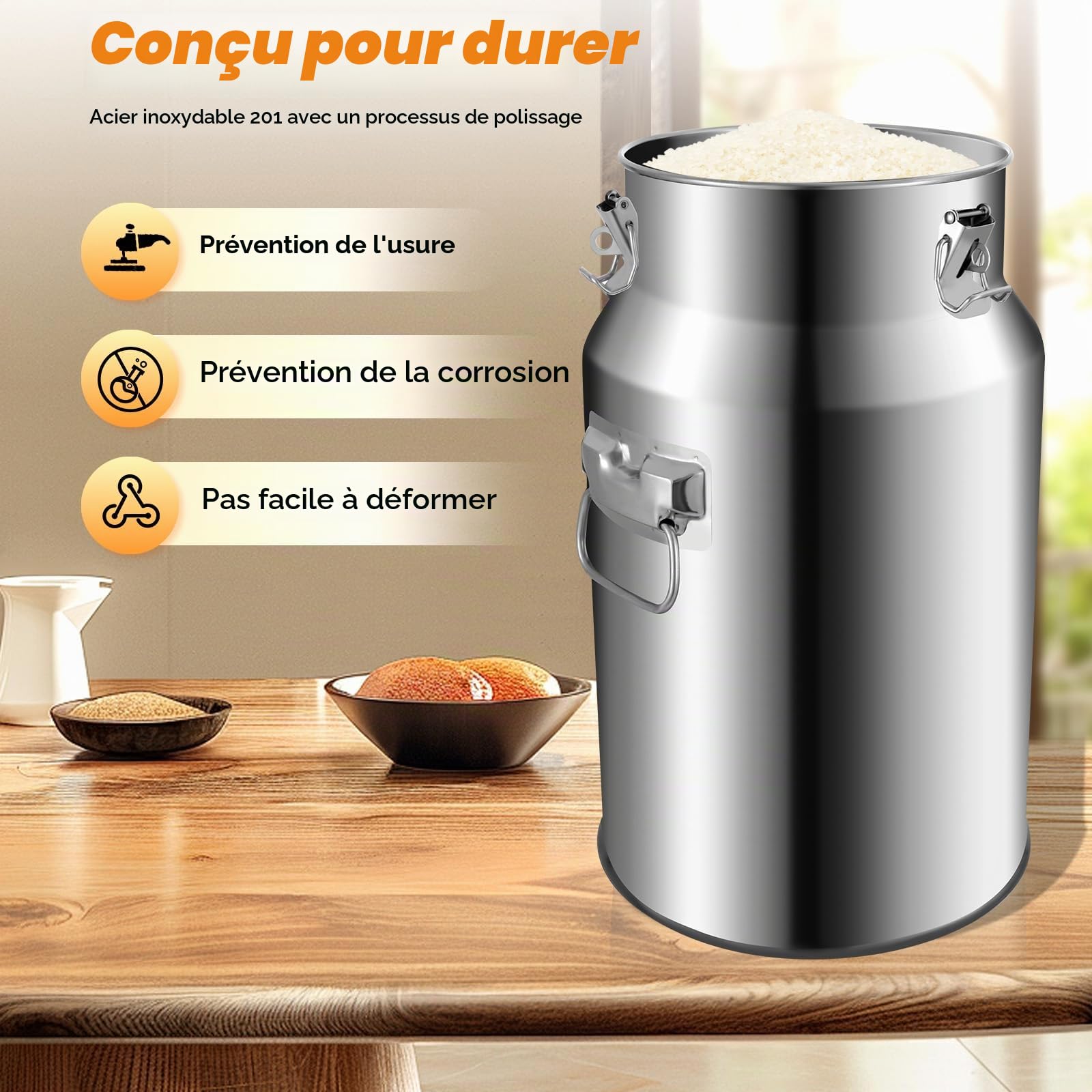 Tambour en acier inoxydable scellé de 18 l, fermenteur en acier inoxydable 201, pot à lait domestique, réservoir de stockage, huile, riz, eau, grand réservoir de transport, joint en