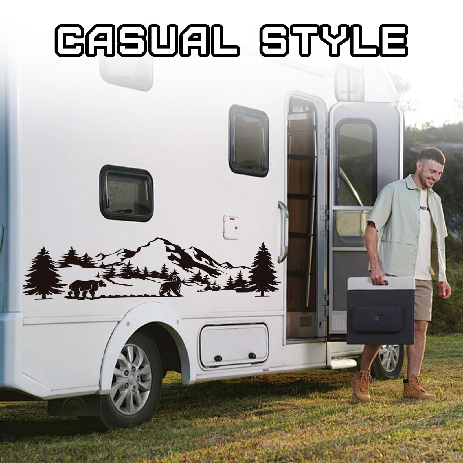 Autoaufkleber „Berg & Hirsch“ – Camper-Vinylsticker Für Heck, Tür Oder Motorhaube, 100x28cm, Wasserfest & UV-resistent (Schwarz) Autoaufkleber „Berg & Hirsch“ – Camper-Vinylsticker Für Heck, Tür Oder Motorhaube, 100x28cm, Wasserfest & UV-resistent (Schwarz)