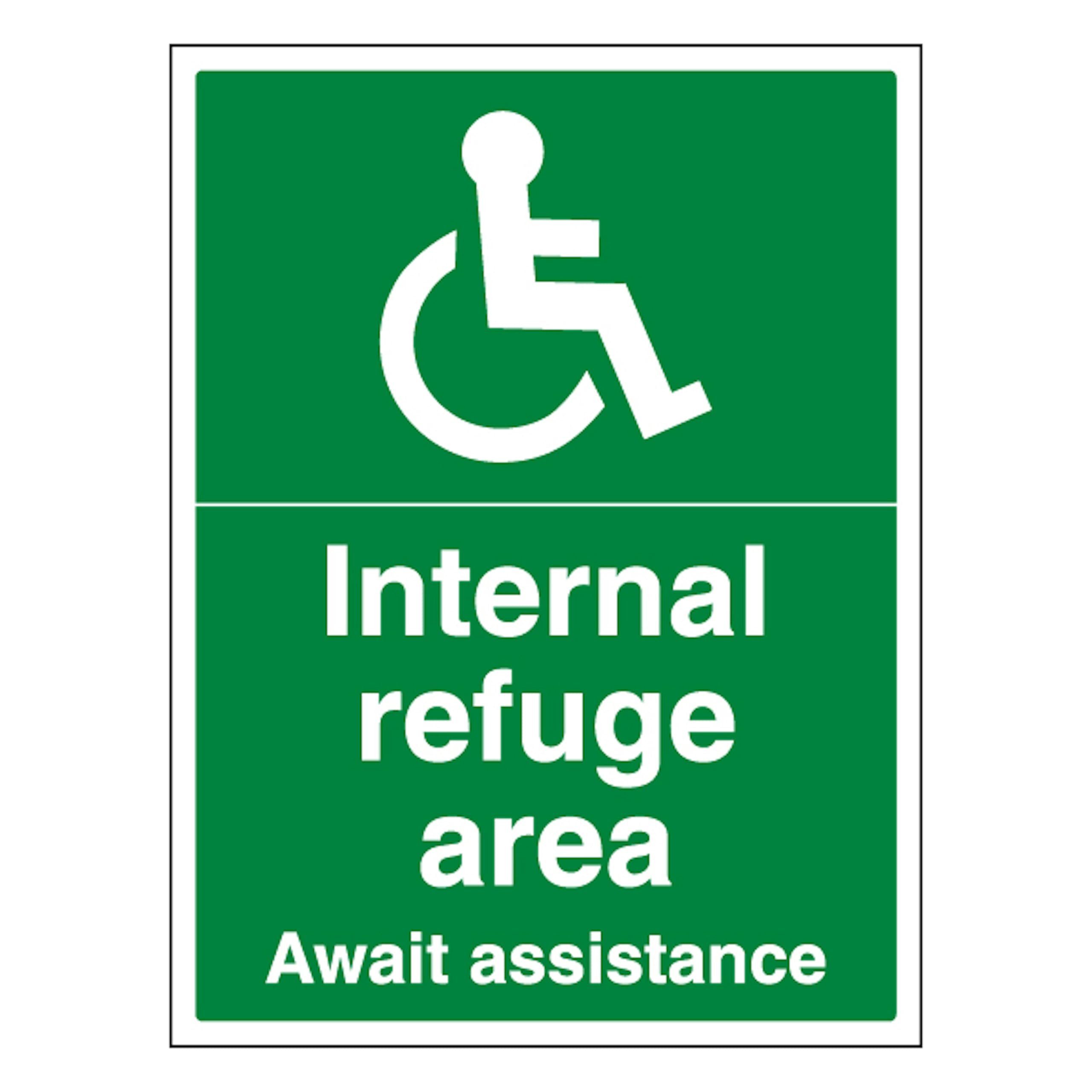 V Safety Internal Refuge Area - Portrait 300 x 400mm - 2mm Rigid Plastic Safety Sign