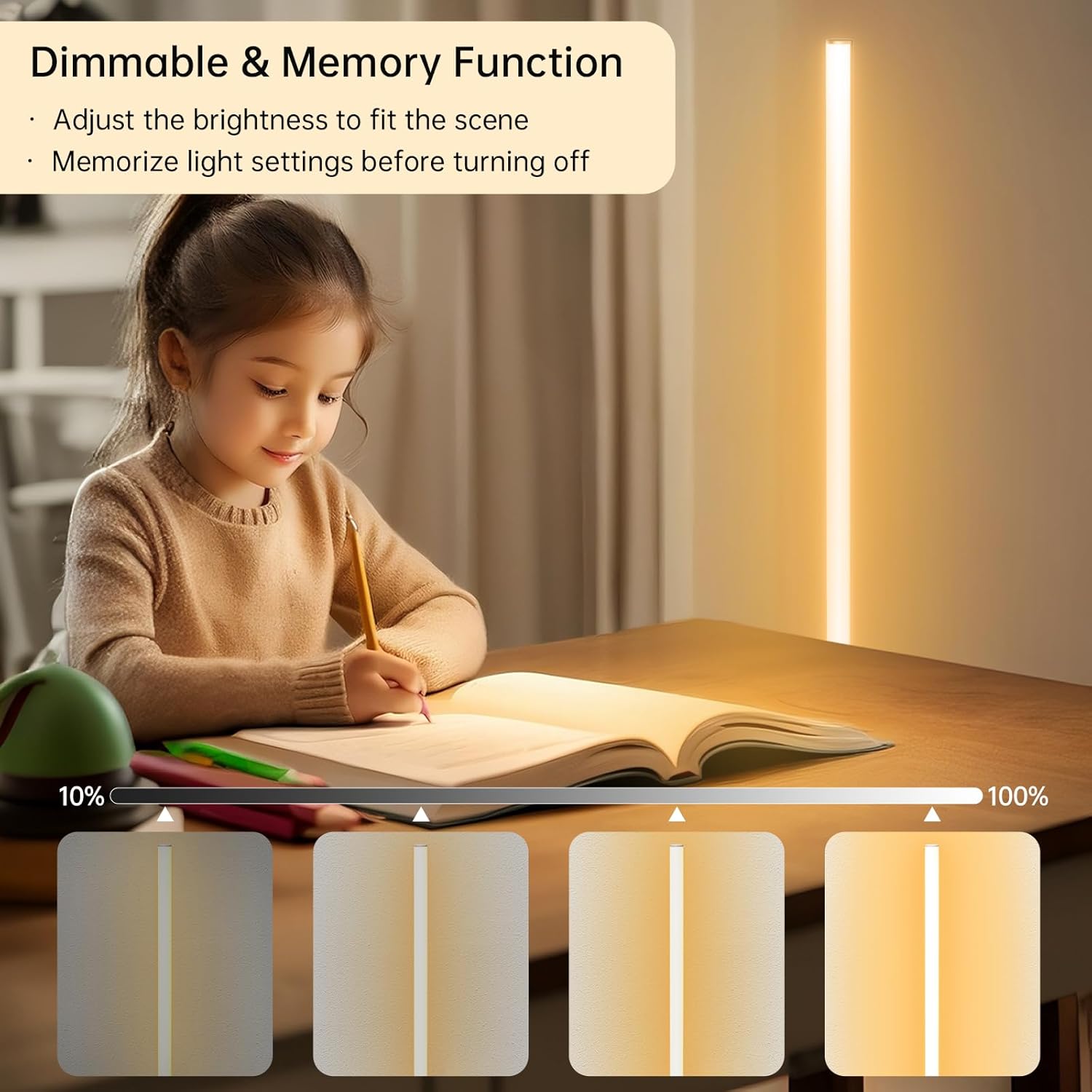 Marlrin Minimalist Corner Floor Lamp 2700K-6500K Dimmable with Remote Control 57.8" Height Metal Slim Ambient Standing LED Light Modern Design Decorative Lamp for Living Room Bedroom (Gold)