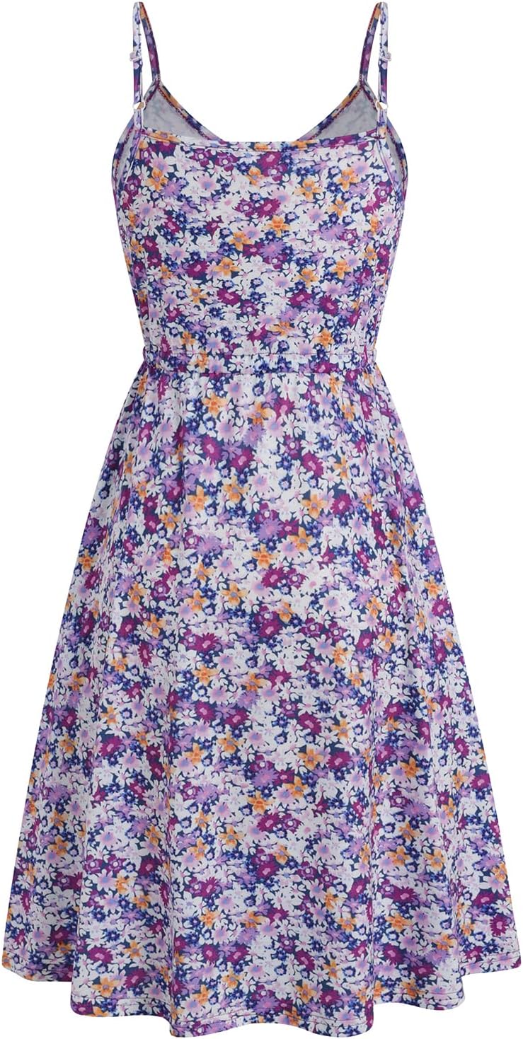 Women's Casual Summer Dress Beach Sleeveless Spaghetti Strap Adjustable Waist A Line Sun Dresses with Pockets 826 - Image 4