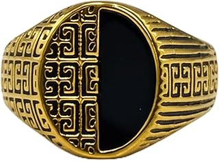 the men thing Royal Series - HELIOS DIVIDE RING - Pure Stainless Steel Men’s Gold-Plated Ring – Statement Luxury Jewelry (Size : 17-19-22-27)-picture-26