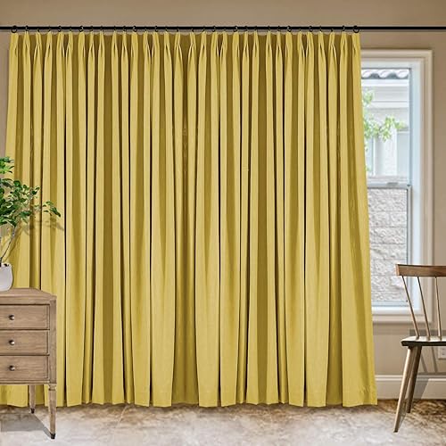 Miniatura 144 de Frelement Cortinas plisadas de lino de algodón extra anchas para oscurecer la habitación, 120 pulgadas de ancho x 96 pulgadas de largo, cortinas