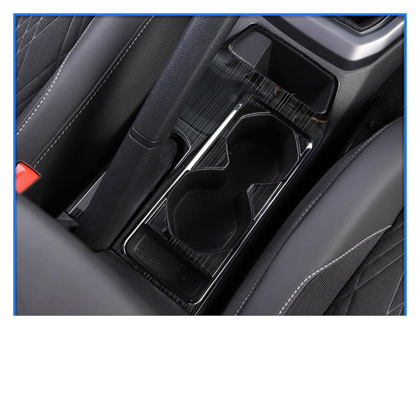 for VW for T-Cross for Tcross 2019 2020 2021 2022 LHD Car Console Gearbox Cup Panel Trim Frame Cover Sticker Strips Garnish Decoration Car Trim Interior(Black Brushed)