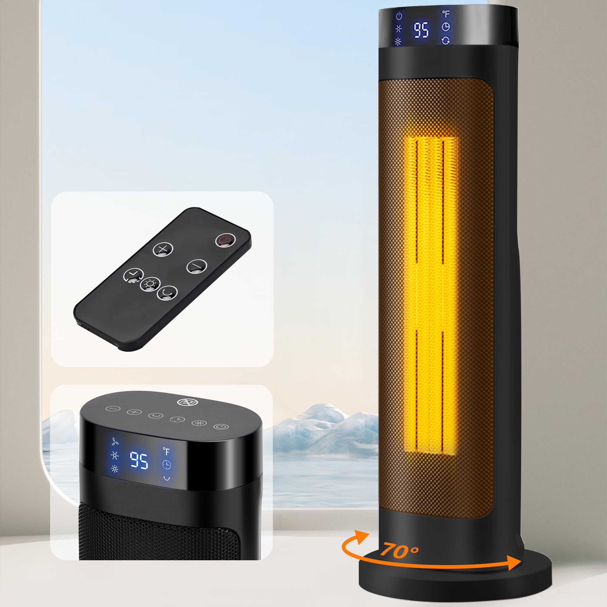 Amazon.com: Electric Space Heater for Indoor Use,AKIRES 1500W 22 Portable  Oscillating Ceramic Tower Heaters with Remote,Thermostat,12H Timer,Overheat  u0026 Tip-Over Protection,Room Heater for Office Home Bedroom : Home u0026 Kitchen