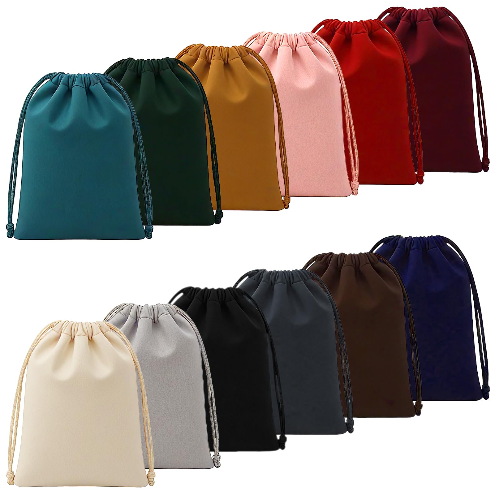 12 Piezas Bolsa Terciopelo 25x20 cm Bolsas Pequeñas de Terciopelo con Cordón 12 Colores Bolsas de Joyería para Joyas Pulseras Anillos Bodas Cumpleaños Regalos