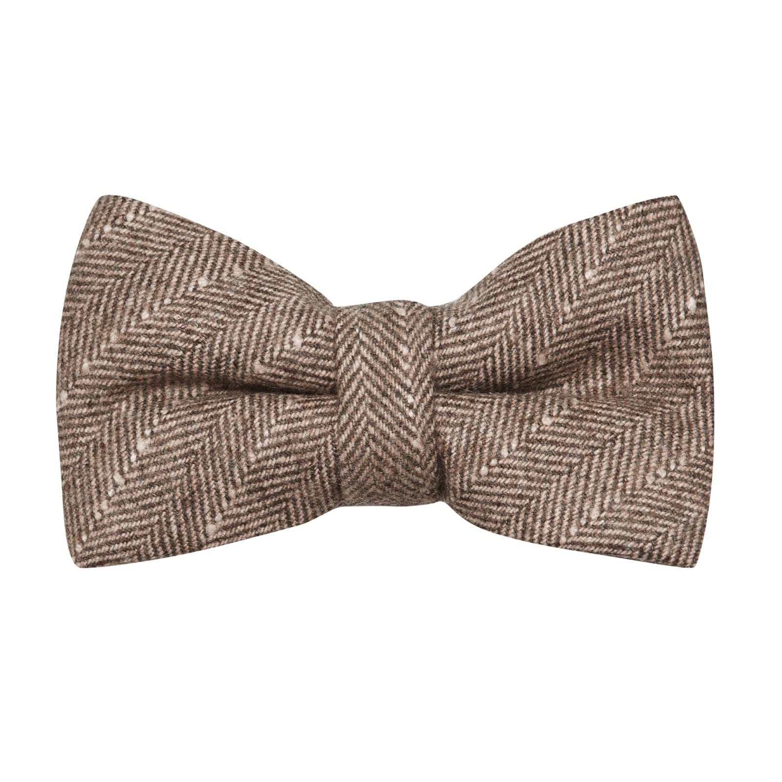 King & Priory Saddle Brown Herringbone with Pinstripe Pre-Tied Bow Tie