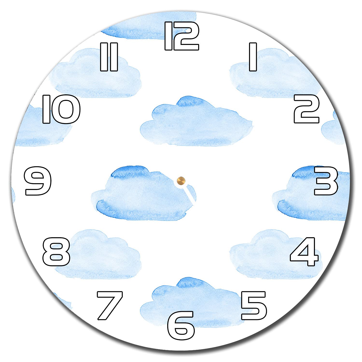 Horloge en verre cuisine et salon design nuages blancs de 30 cm
