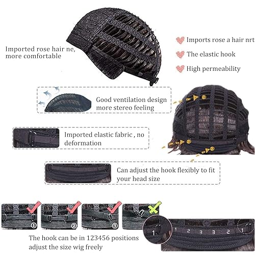 Miniatura 6 de Diminoze Hermosa peluca corta marrón para hombres, tupé natural y esponjoso para hombres, sistemas de reemplazo de cabello sintético con gorra de