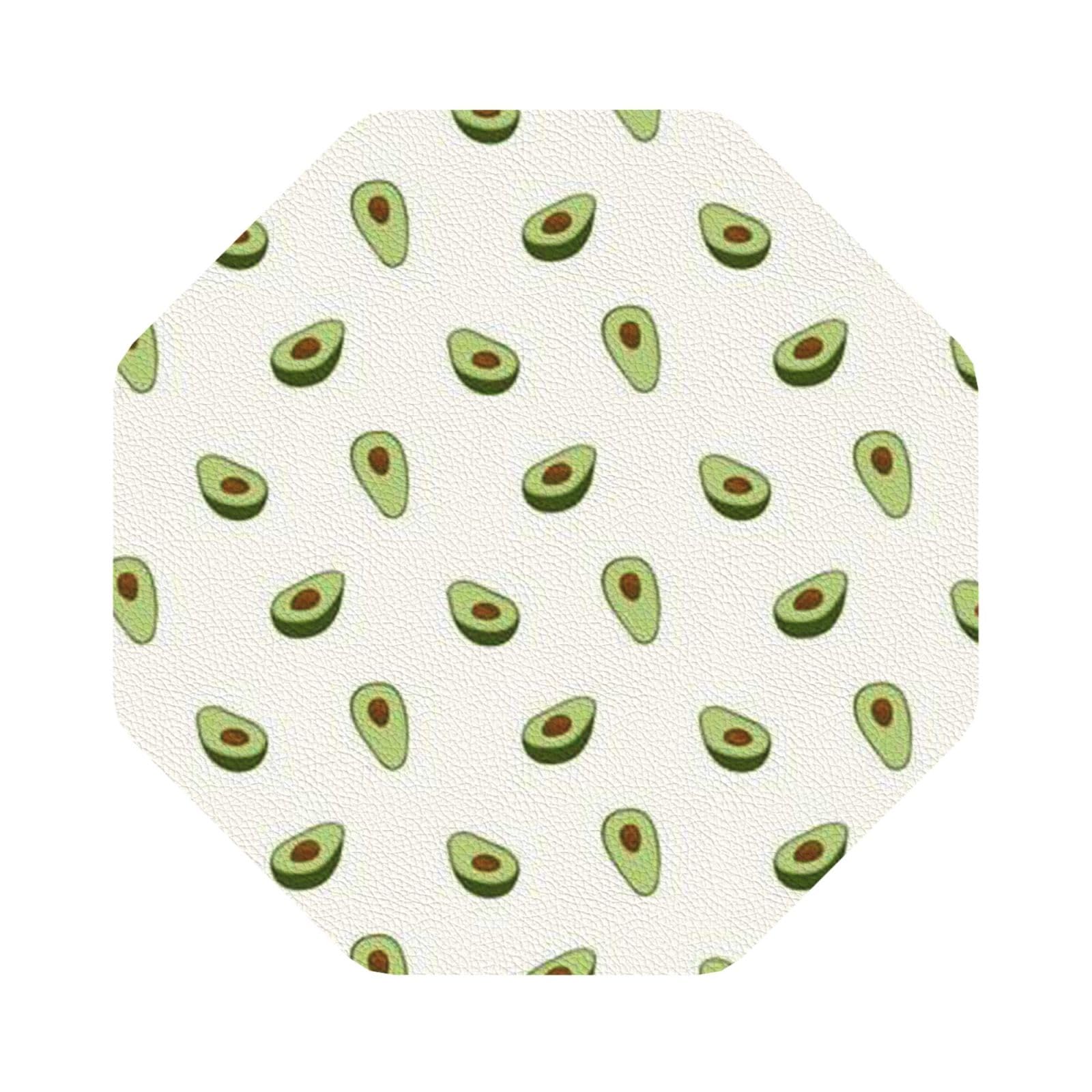 Avocado PU Leather Coasters Set of 6 Octagon Drink Coasters