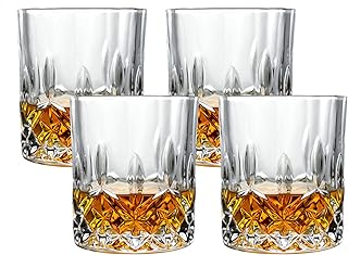 Joeyan Bicchieri Whisky Set di 4-300ml Bicchiere Cocktail - Tumblers da Whisky Vecchio Stile per Scotch, Bourbon, Cocktail, Succo, Acqua