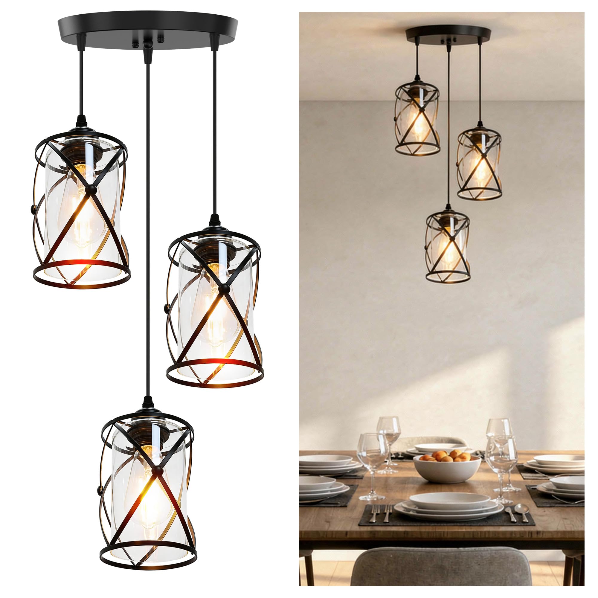 Phaosio 3 Light Farmhouse Hanging Light