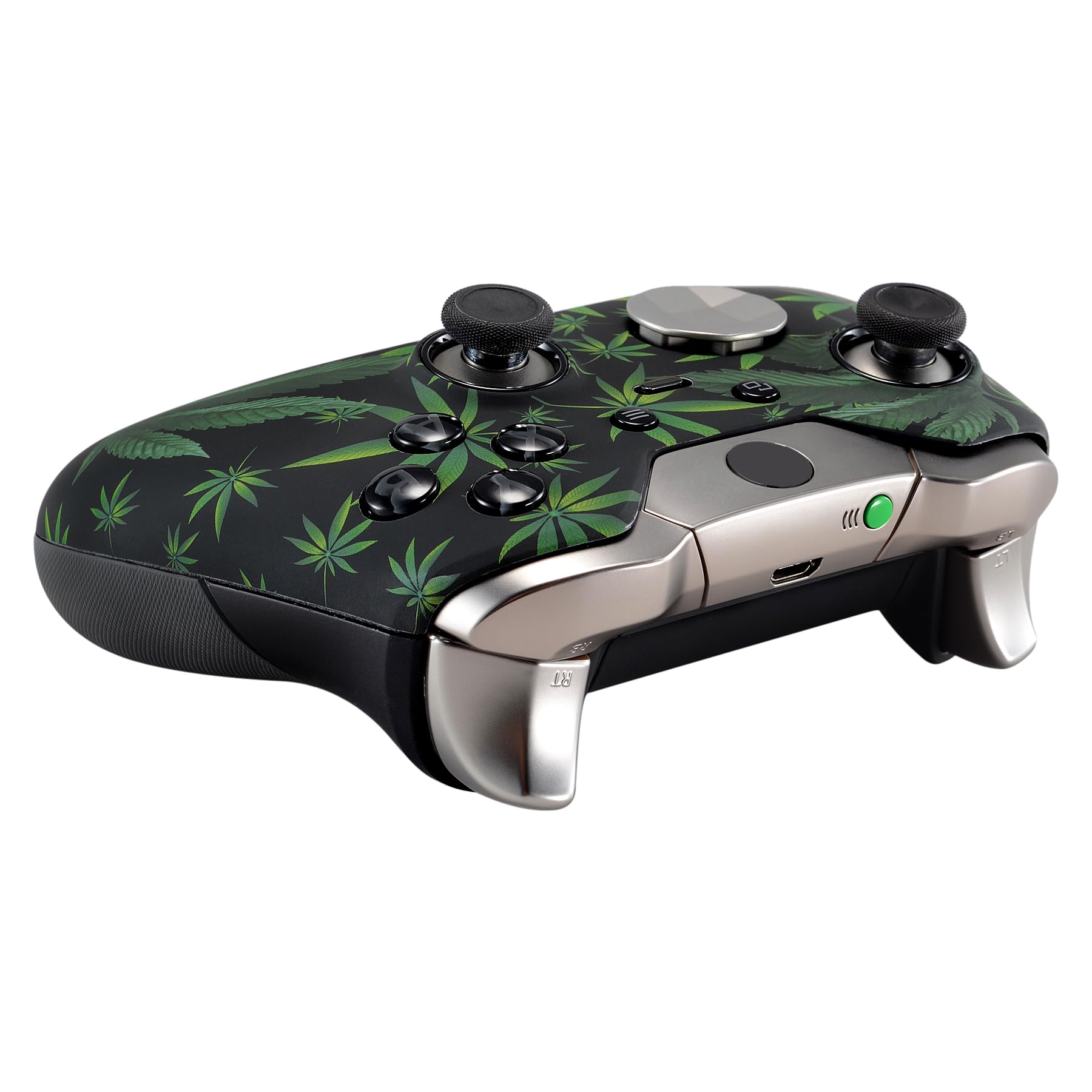 eXtremeRate Cover Custodia Anteriore Case Copertura Frontale Pezzo di Ricambio per Xbox One Elite Controller Model 1698 con 2 Anelli d'Accento(Erbe Verdi)