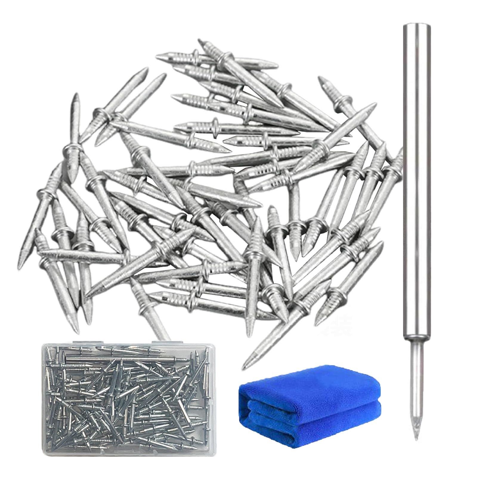 100Pcs Hardware Carbon Steel Nails for Seamless Installation, Double-Head Skirting Thread Seamless Nail, Non Marking Nail for Skirting, Skirting Line Special Hidden Nails Double-Headed Nails
