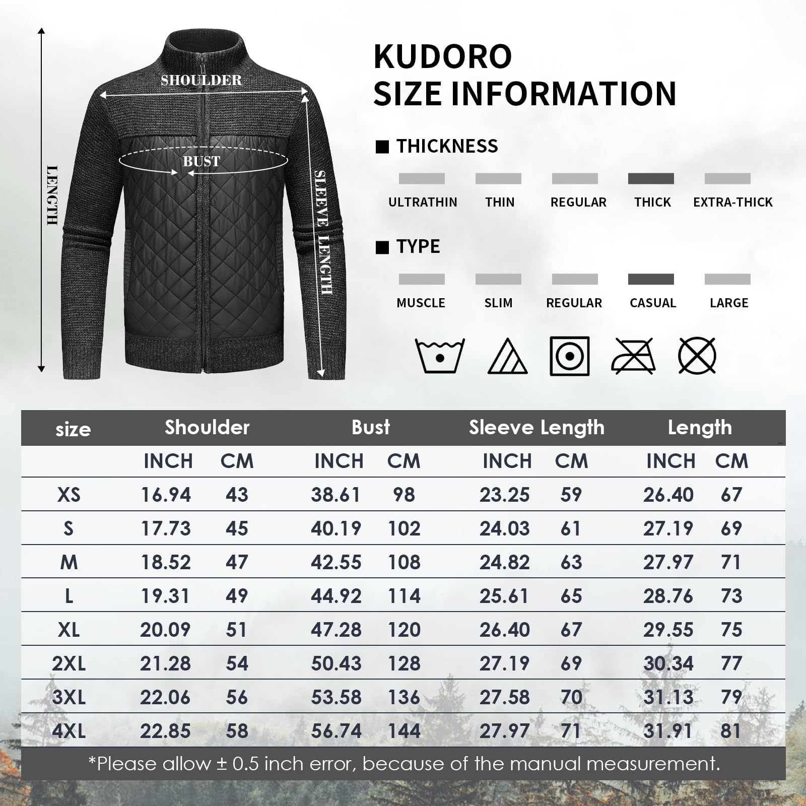 KUDORO Cardigan Gilet Homme Cardigan en Tricot Ouvrez-Front Zippé avec Col Montant Tricoté Chaude Veste d'hiver Doublé en Polaire