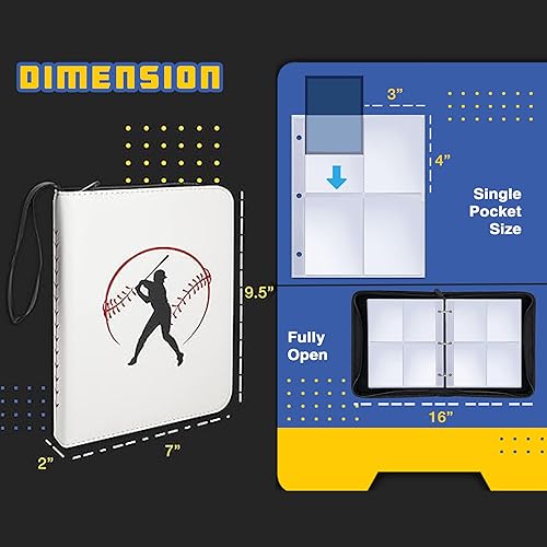 Miniatura 4 de Carpeta para tarjetas deportivas, CLOVERCAT - Carpeta para tarjetas de béisbol de 4 bolsillos, 400 bolsillos de doble cara, impermeable, soporte