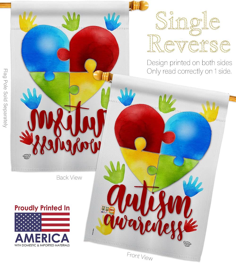 Autism Awareness Garden House Flags Set Support Inspirational Survivor Ribbon Prevention Cancer Breast BLM Small Decorative Gift Yard Banner Made In USA 28 X 40