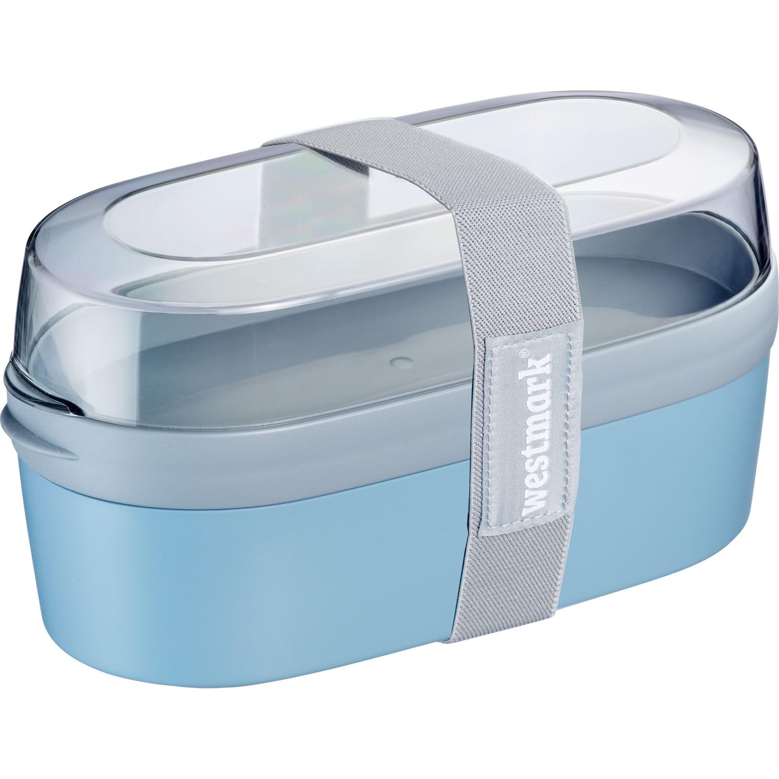 Westmark Lunchbox Mini – Practical Box with Compartment System in bento Style, 760 ml and 830 ml containers for Meal prep, School and Office, Microwave-Safe, Made in Germany – Blue