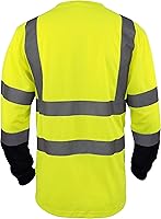 Vista 2 de L&M Playera de Seguridad Hi Vis Clase 3 Reflectante Negra, Manga Corta/Larga, Alta Visibilidad