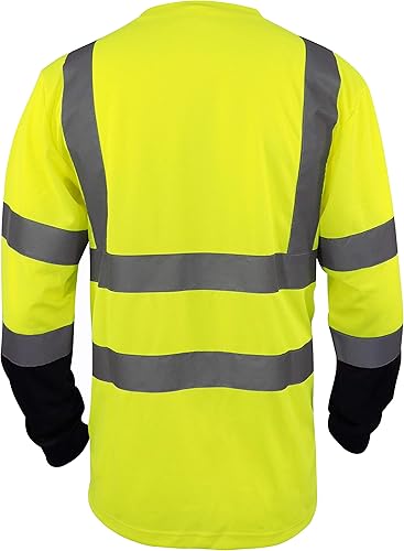 Miniatura 3 de L&M Camiseta de seguridad Hi Vis Clase 3 Reflectante Negro Parte Inferior Corta Manga Larga Alta Visibilidad