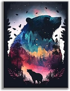 Offito Bear Diamond Art Kits for Adults, Forest Polar Bear Diamond Painting Kits for Beginners, DIY Full Drill Dots Gem Art Paint for Home Wall Decor 12 x 16 Inch