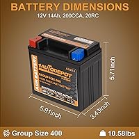 Vista 5 de Batería auxiliar AUX14, batería BCI Group 400 AGM, 200CCA, 20RC, 12V 14Ah sin mantenimiento 36 meses de garantía