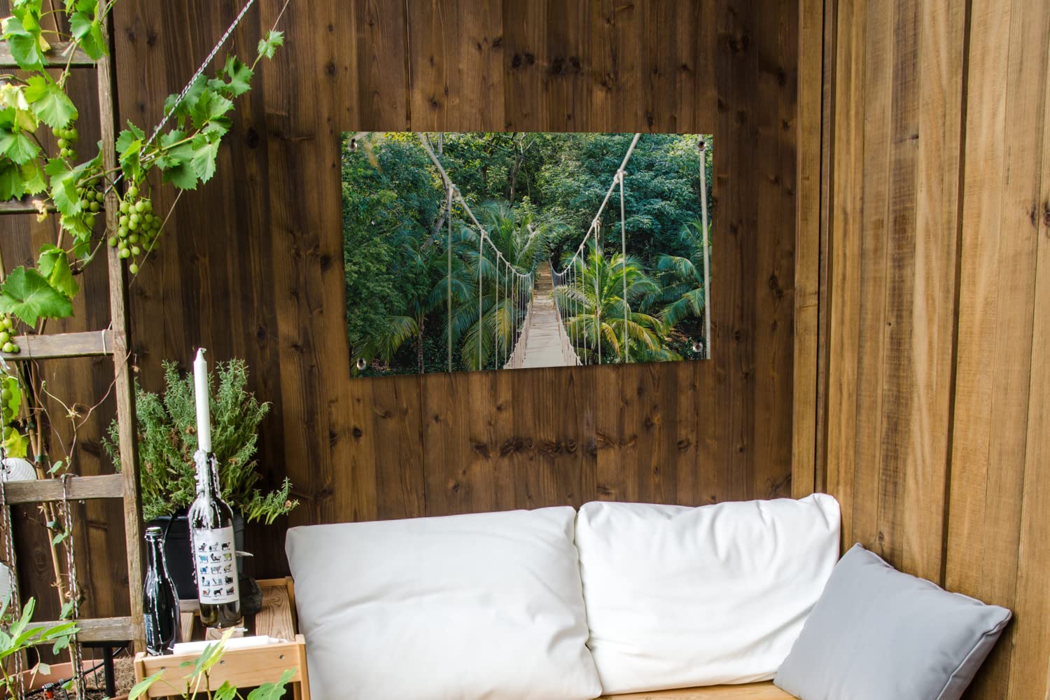 MuchoWow Poster Exterieur Jungle - Palmier - Pont - Nature - Plantes Decoration Murale 90x60 cm Résistant aux intempéries/Soleil