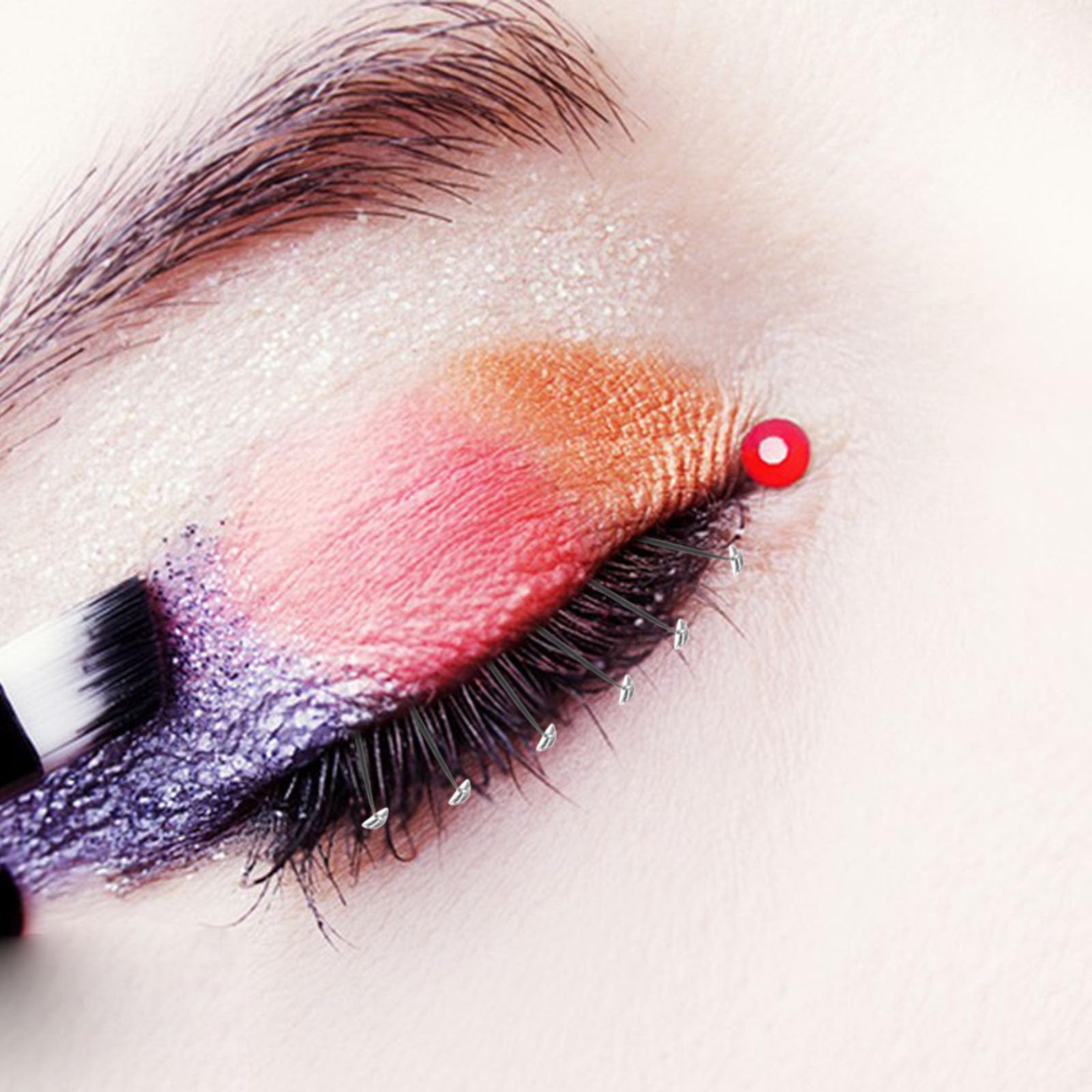 Tofficu 5 Pezzi Ciglia Finte Brillantini in Nailon Nere per Feste e Halloween, Estensioni Ciglia Scintillanti Decorazioni Strass per Look Elegante e Versatile