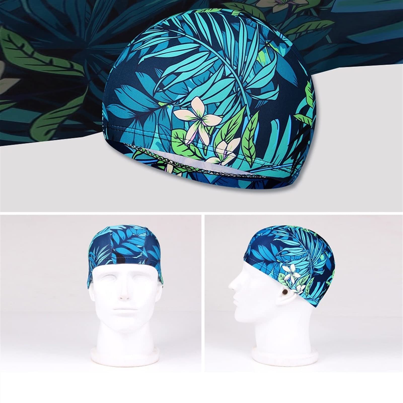 Bonnet De Bain Nylon Motifs Cœurs – Fond Bleu Marine, Pour Cheveux Longs, Taille Unique