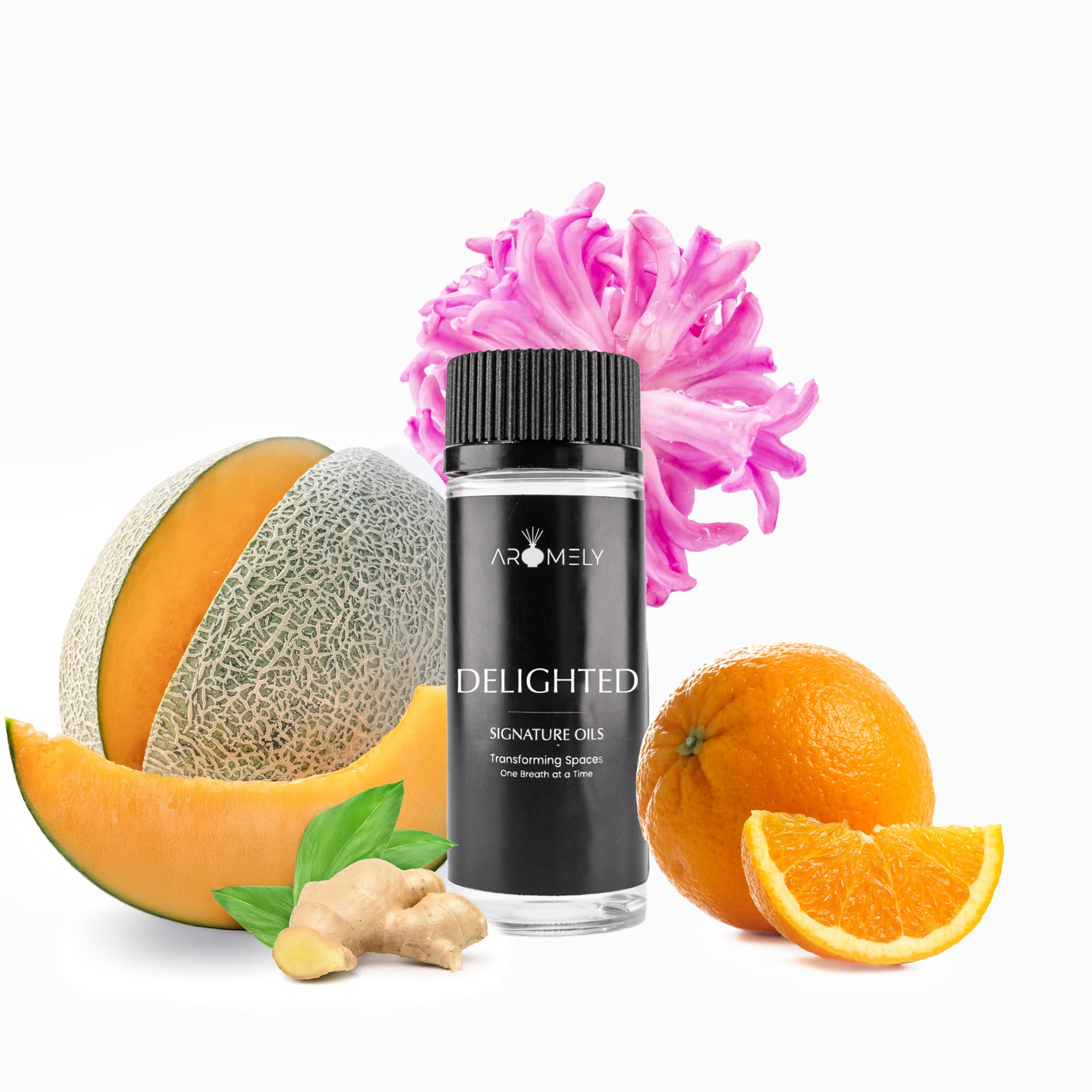 Delighted by Aromely Essential Diffuser Oil Blend - Signature Diffuser Aroma Scent - Luxurious Fragrance with Notes of Orange, Melon, Jasmine, Ginger Nutmeg and Musk (50ml)