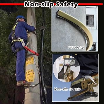 Adjustable Pole Climbing Shoes, Portable 1 Pair Electrician Foot Buckle/Tree Climbing Spikes Set, Lineman Climbers Gear 250 350 400 450 500 550 Mm Dia(400mm/15.7'')