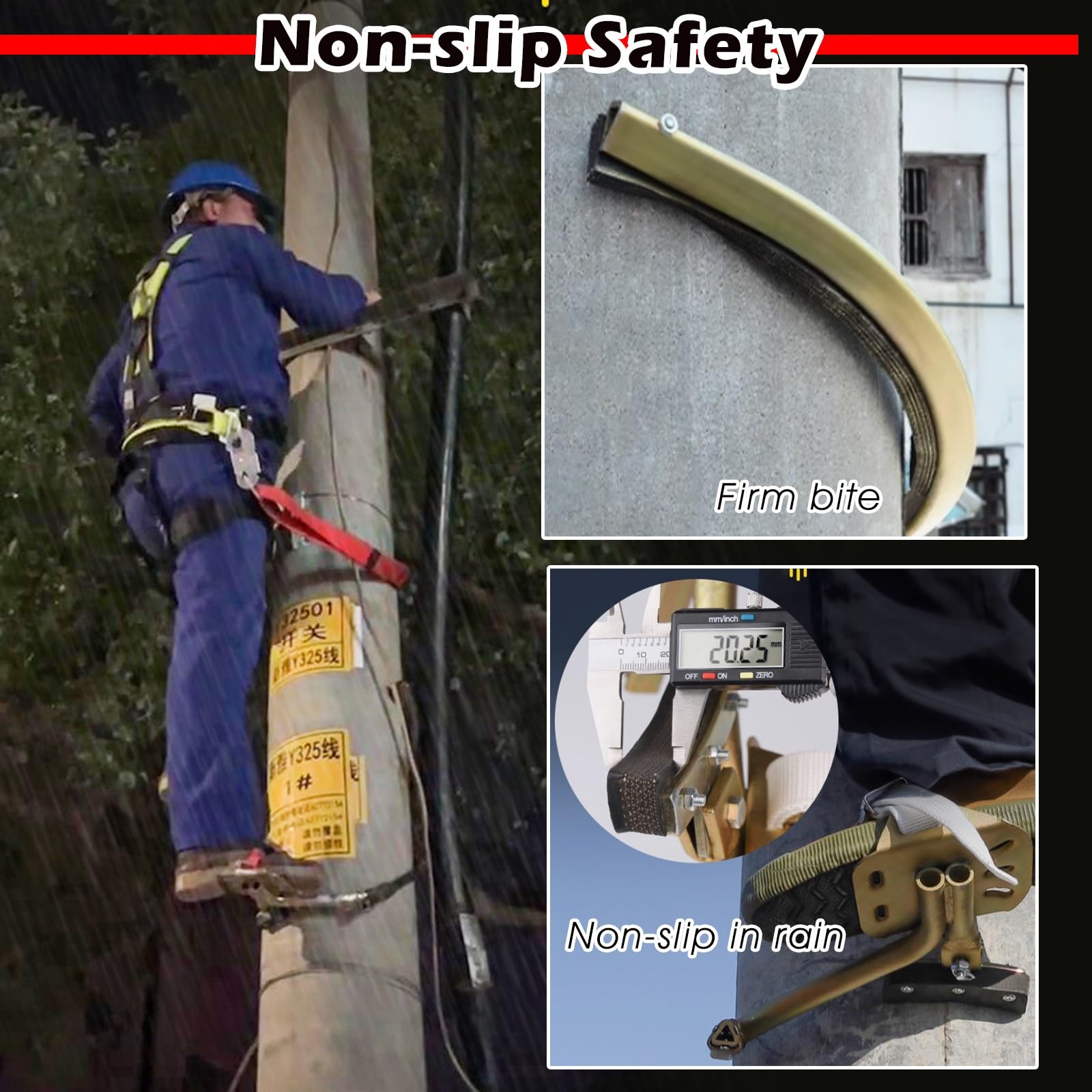Attrezzatura per Arrampicata su Pali Elettrici, per Energia/Servizi/Metallo/Bandiera/Telefono/Pelle/Alta Quota, con Imbracatura(250mm/9.8'')