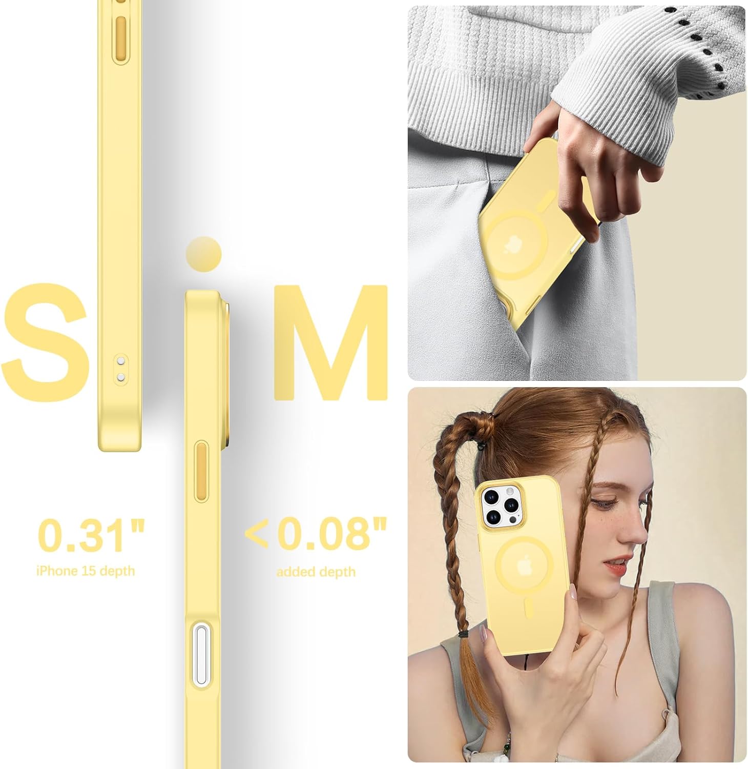 Telaso for iPhone 16 Pro Case, iPhone 16 Pro Phone Case Compatible with Magsafe Translucent Matte Back Slim Fit Full Body Shockproof Anti-Yellow Cover for iPhone 16 Pro 6.3",Yellow - Image 6