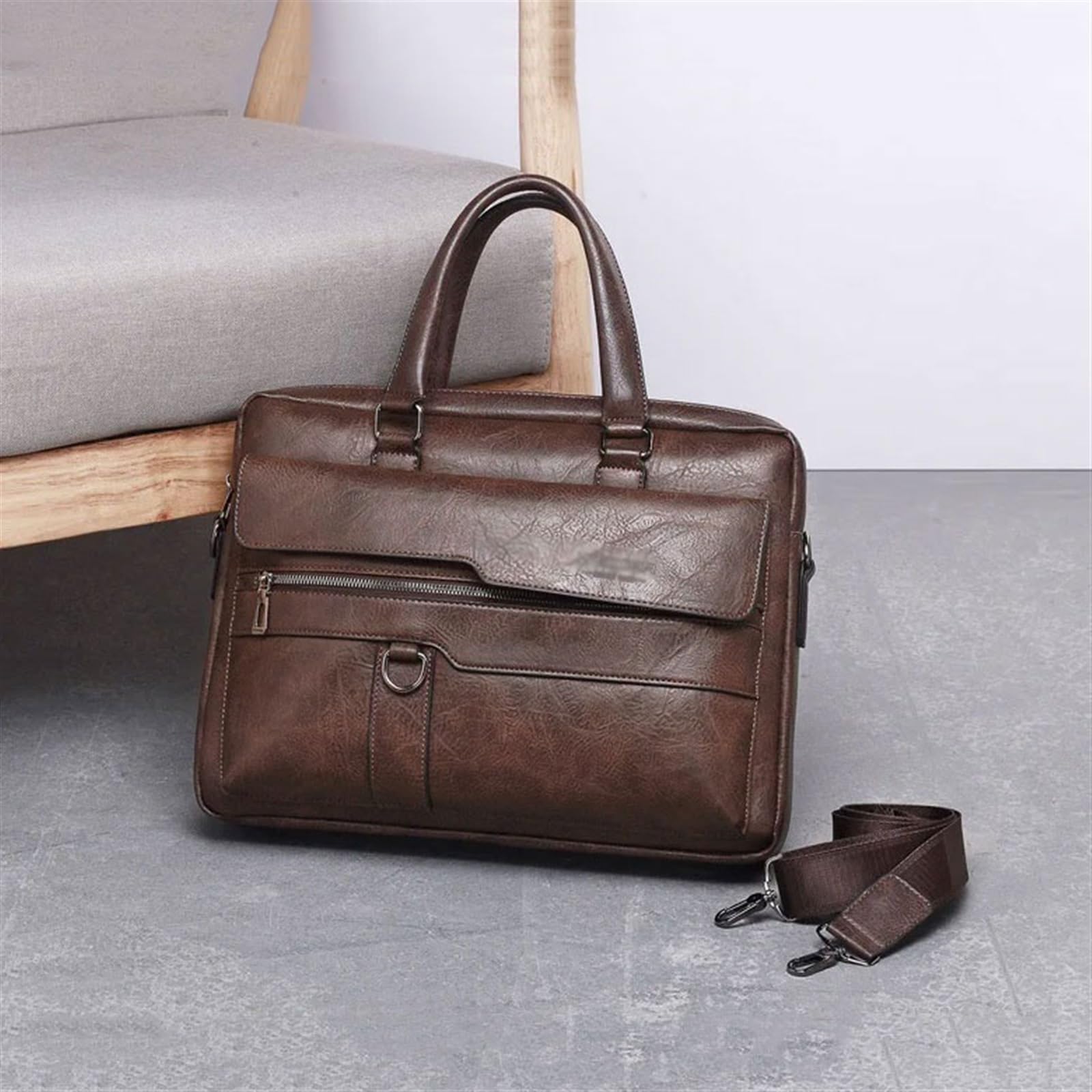 Funda para portátil Maletín de gran capacidad, bolso bandolera cuero PU negocios alta gama, oficina, for portátil 14 pulgadas con mango