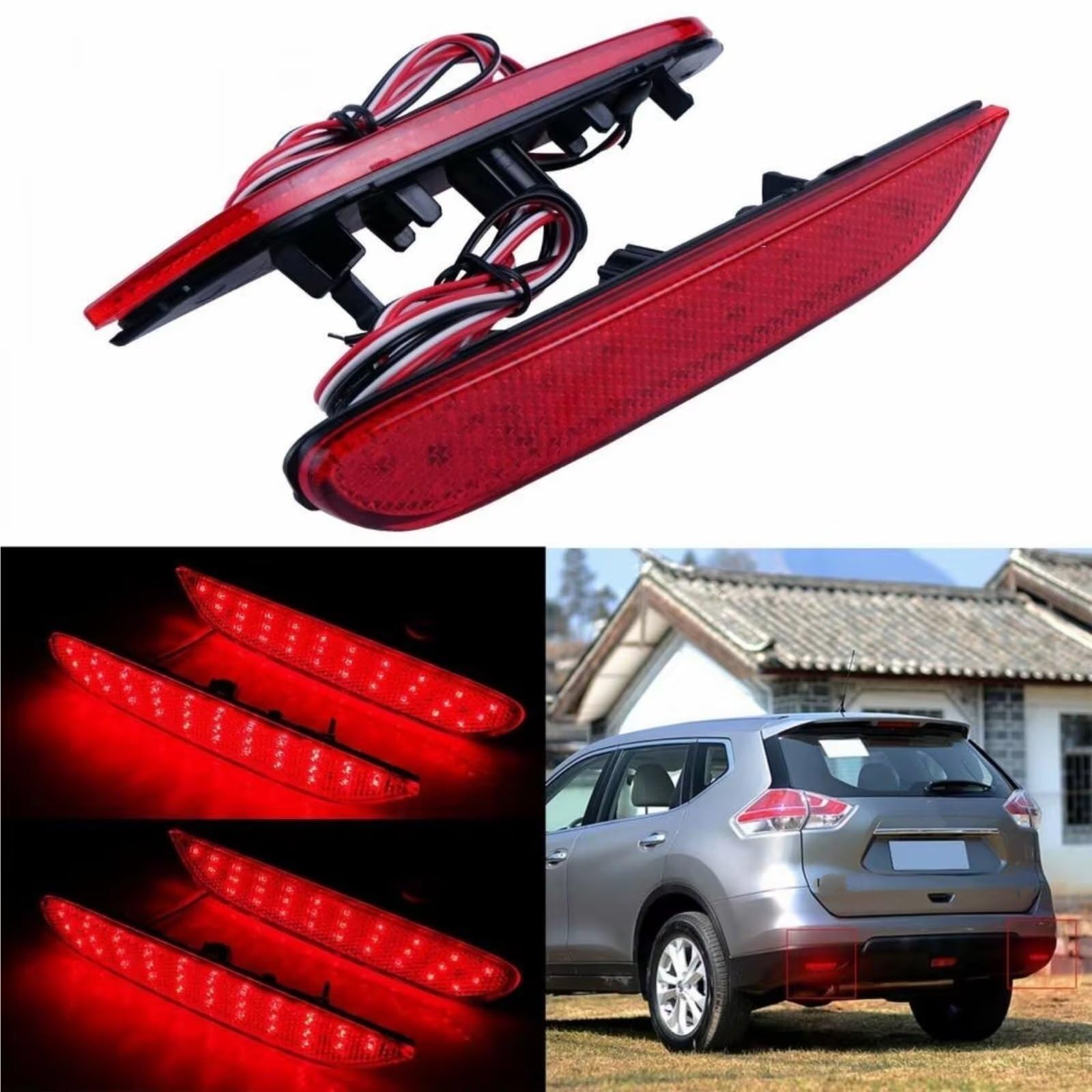 RéFlecteurs ArrièRe Compatible Avec Nissan Pour Infiniti Pour Q50 2014-2017 Pour QX56 2011-2013 2 Réflecteurs Pare-chocs Arrière Avec Clignotant Arrière NI1185101