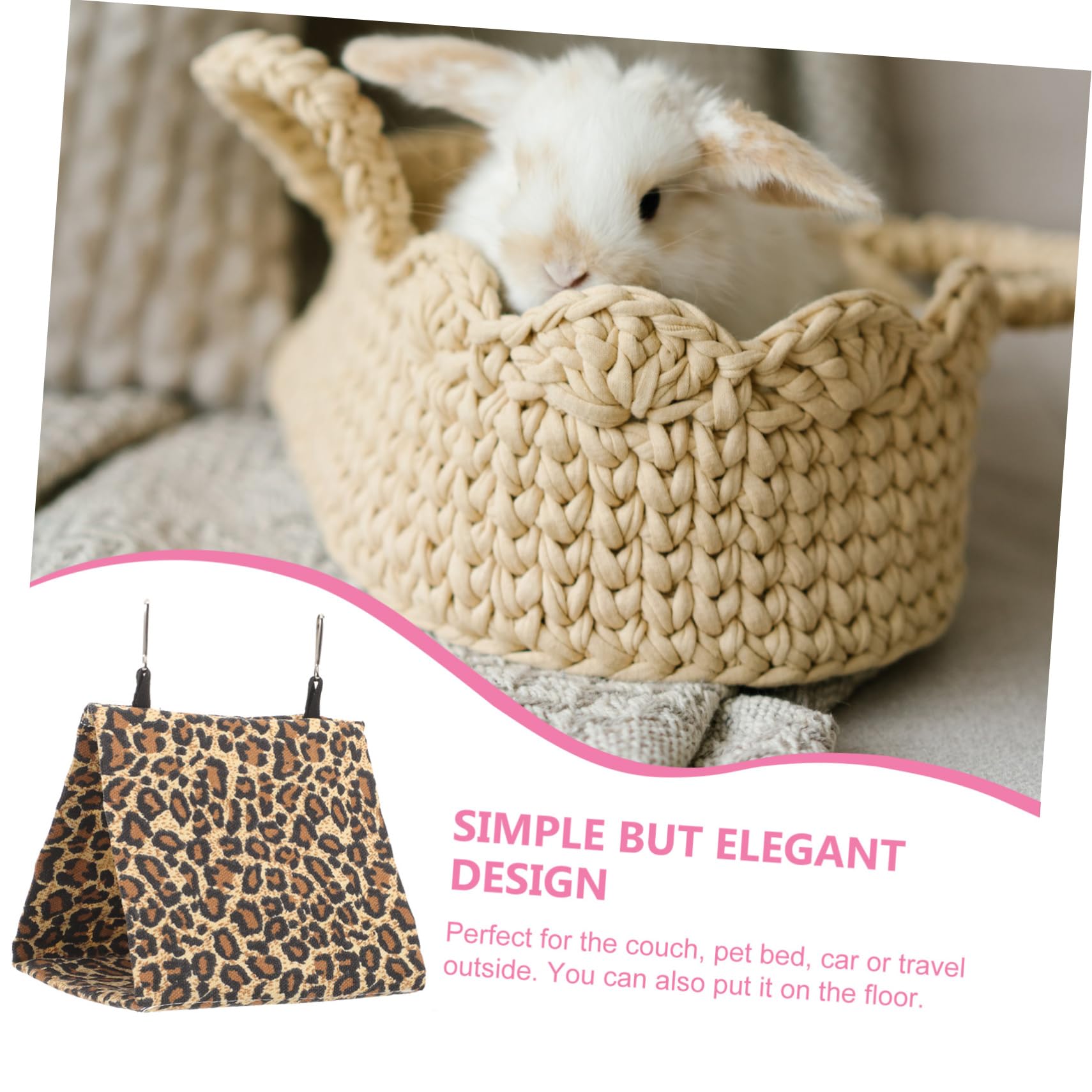 Toddmomy Small Animal Hamster House Bed Warm Hanging Nest for Rats Squirrels and Guinea Pigs Leopard Print Cozy for Indoor and Outdoor Use