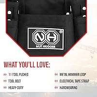 Vista 3 de Cinturón de herramientas, bolsa de herramientas de 11 bolsillos con soporte para martillo, cinturones de construcción para carpinteros