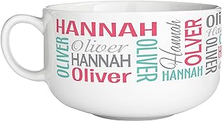 Let's Make Memories Personalized You Name It! Signature Bowl - Porcelain Bowl - Pink/Teal - Customize with First & Last Name - Holds 32 oz.