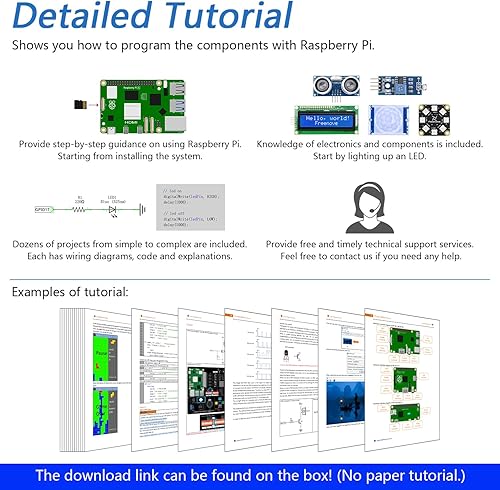 Vista 4 de Freenove Kit de proyectos para Raspberry Pi 5 4 B 3 B+ 400 Zero 2 W, cableado simple, tutorial detallado de 860 páginas, código de procesamiento