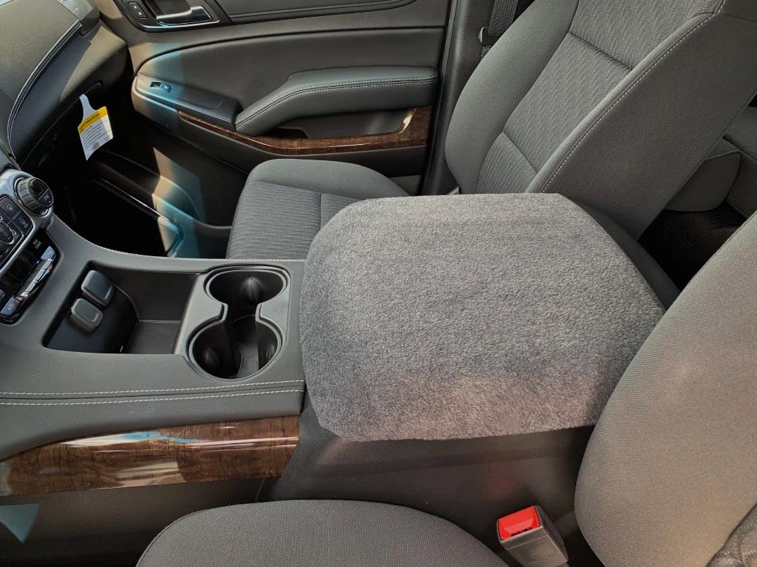 Auto Console Covers- Center Console Cover Fits Chevy Silverado 2019-2026 (All Models & Trim with Bucket Seats) Middle Armrest Cover Anti-Pill Fleece Fabric- Gray