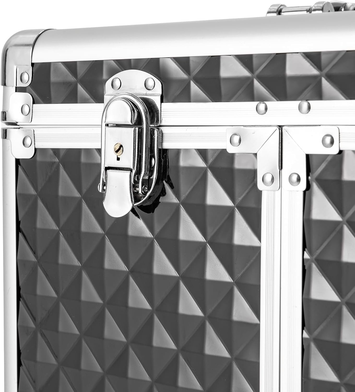 Makeup Case, Rolling Makeup Train Case Professional Makeup Travel Case Makeup Case Organizer with Mirror & 4 Key, 33lbs Capacity Storage Cosmetic Trolley Salon Barber Case Cosmetology Case