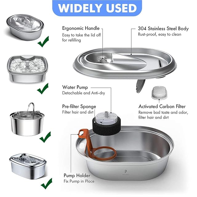 Foto 5 de 7 de 16 Fuente Agua para Gatos, Compatibles con Fuente Acero Inoxidable para Mascotas