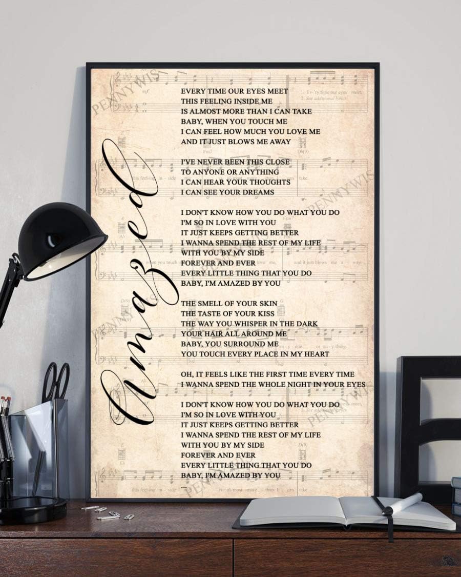 PENNYWIS Decor Gift - Amazed Song Lyrics Sheet Music Portrait Poster Wall Art Print (11" x 17")