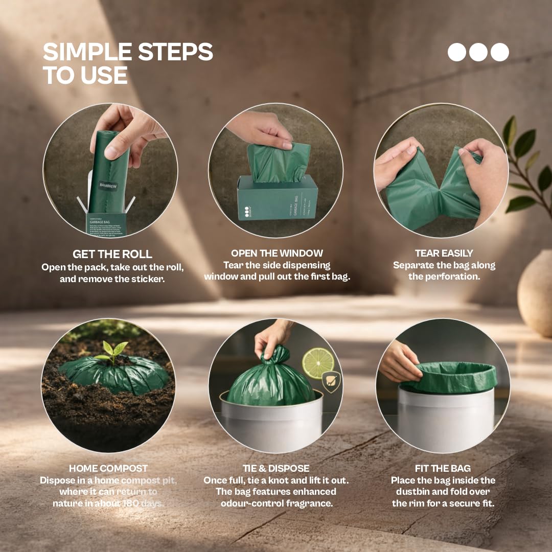 Bambrew Compostable Garbage Bags - Lime Scented -4 Bambrew Compostable Garbage Bags - Lime Scented -4