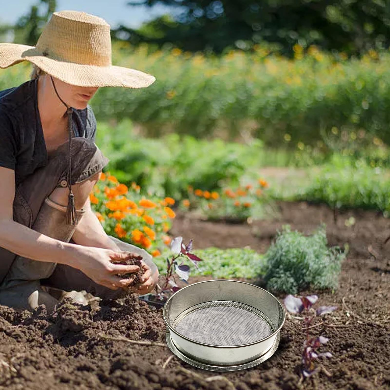 Setaccio Da Giardino 4 In 1 Plastica - 3 Maglie Regolabili, Nero, Per Terreno E Sabbia - Foto 14