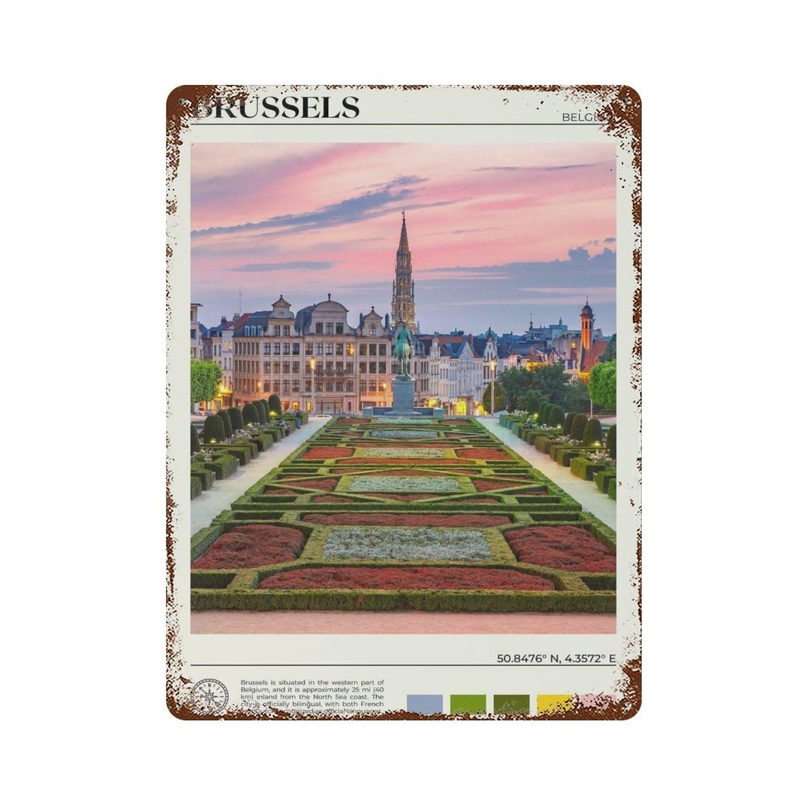 xiaoxiaoshen Real Photo Brussels Decor Belgium Wall Decor Art Metal Tin Poster Modern Home Decor Art Home Bar Shop Decorations Vintage Sign 40x30cm